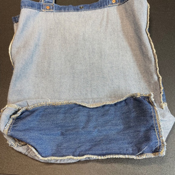 HIDDEN Denim Jean Tote Bag Blue One Size Cotton Embroidered Logo Y2K - Picture 6 of 9